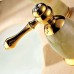 Tap Luxury Gold Brass & Natural Jade Waterfall Bathroom Sink Faucet Vessel Widespread Cold/Hot Three Holes/Two Handles - B0777F8F6M